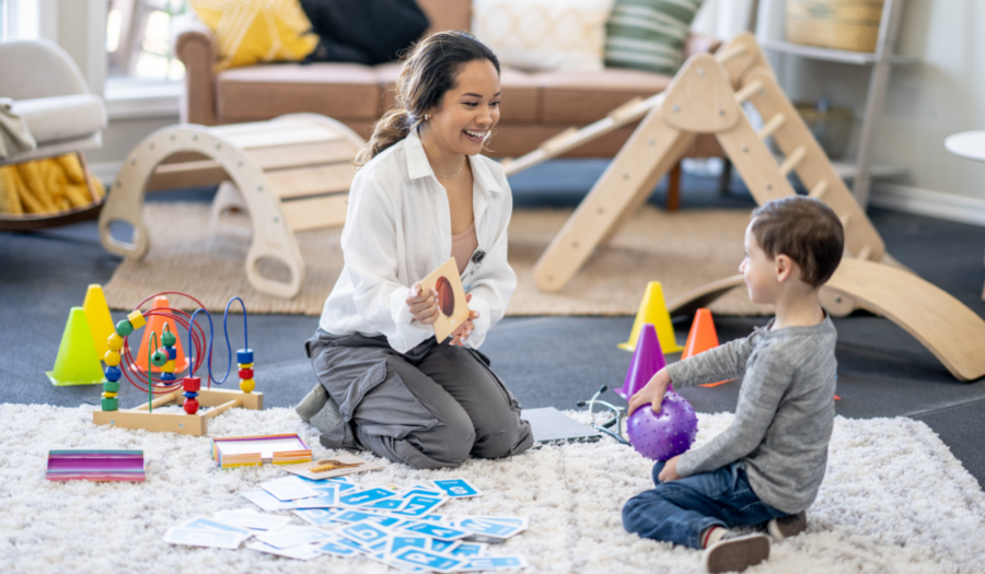 child and therapist working on joint attention activities