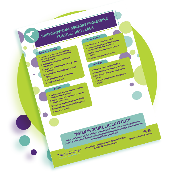 Preview of Auditory Visual Red Flags Guide provided by Communication Clubhouse Therapy