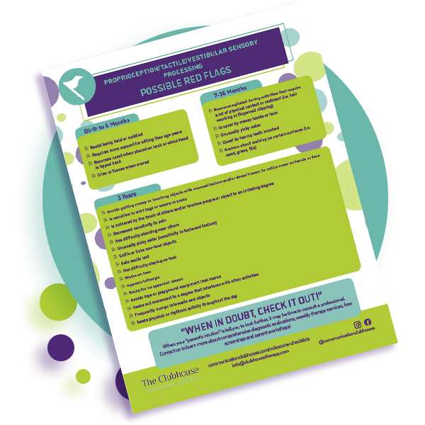 Preview of Tactile Vestibular Red Flags Guide provided by Communication Clubhouse Therapy