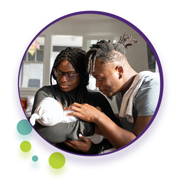 Parents holding child- Image for Lactation Consulting Page for Communication Clubhouse Therapy