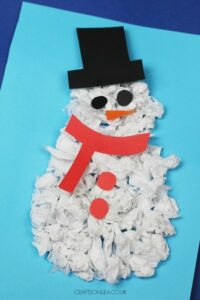 snowman tissue paper winter craft