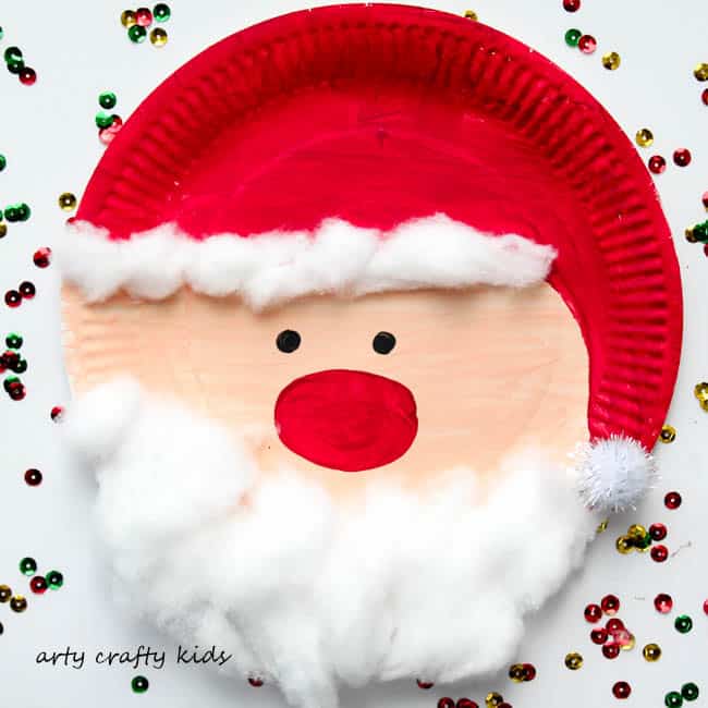 santa paper plate winter craft