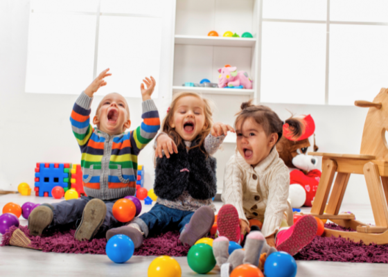 children playing inside on a rainy day