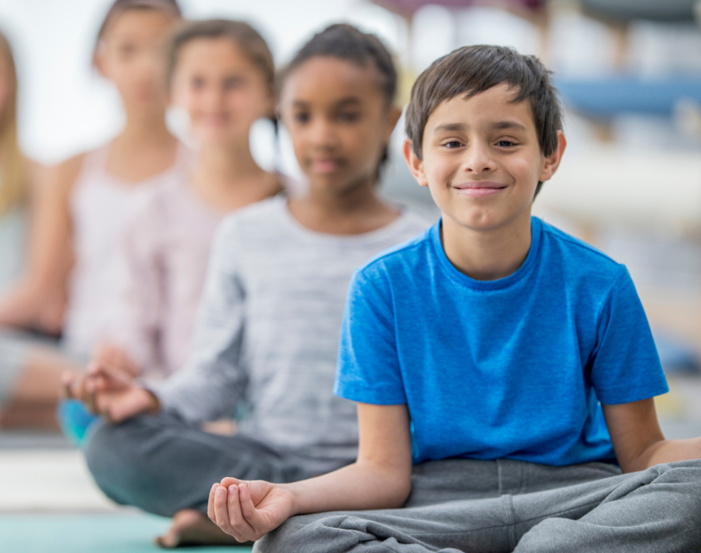 children practicing mindfulness