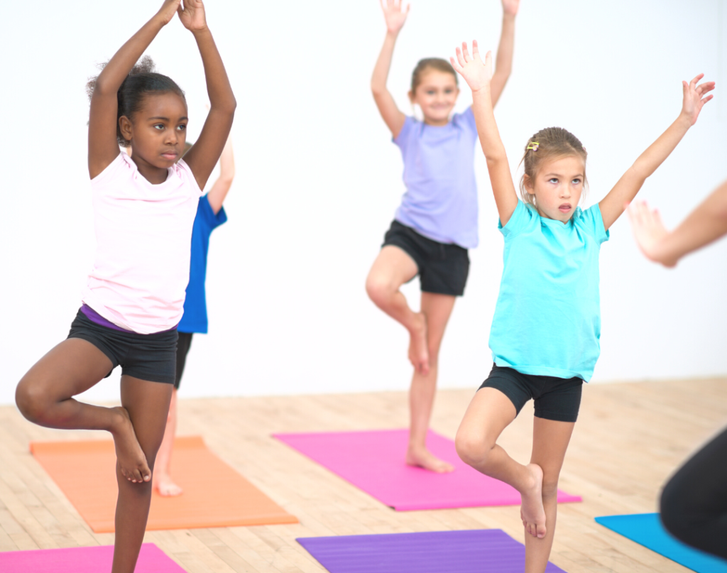 children doing yoga