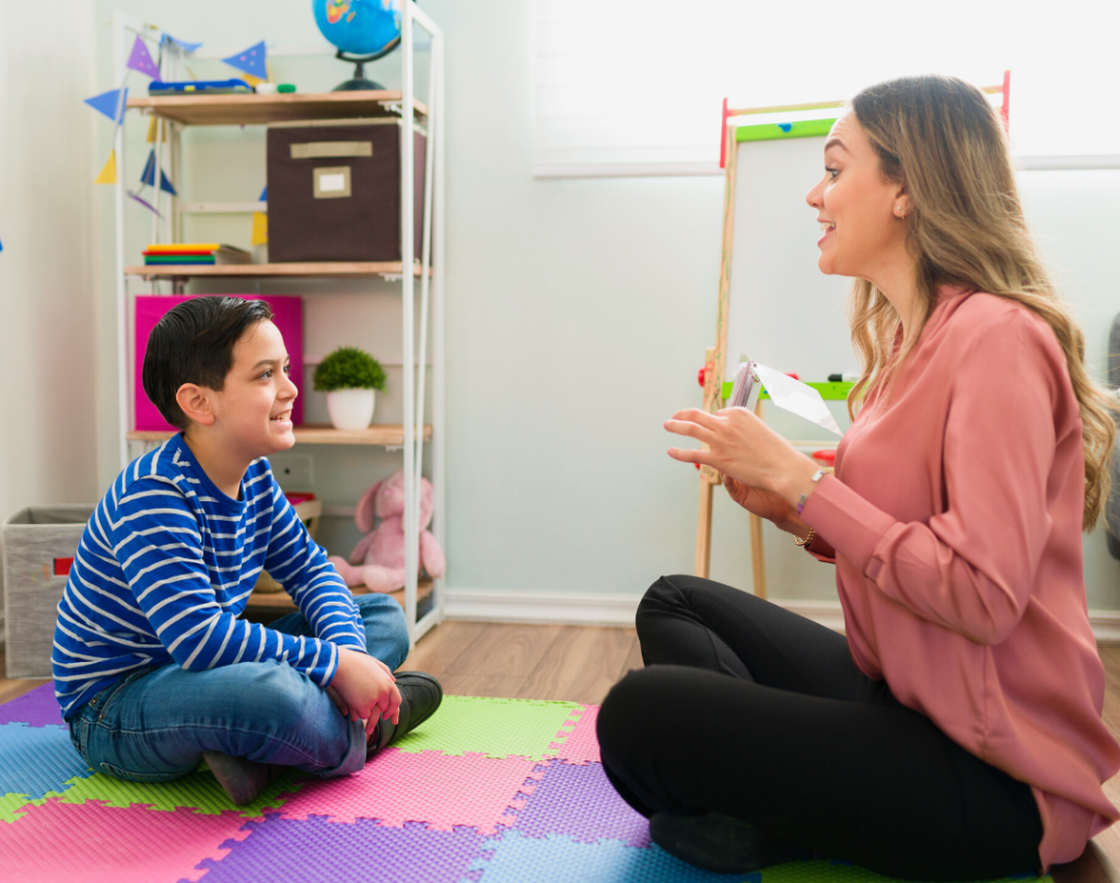 speech therapist with child