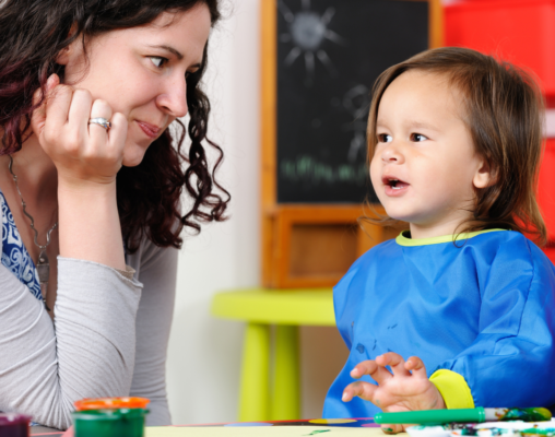 child using word exercises with their parent