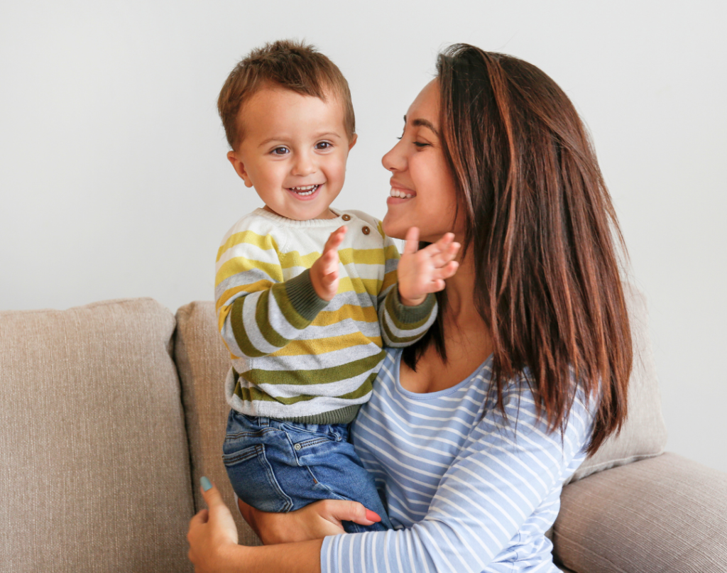 child talking and using words with their parent