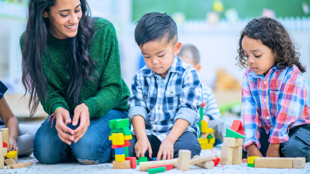 pediatric therapist working with child